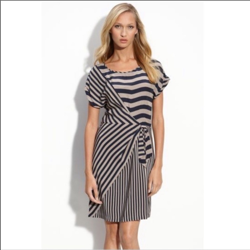 BCBG Giovanna striped silk dress